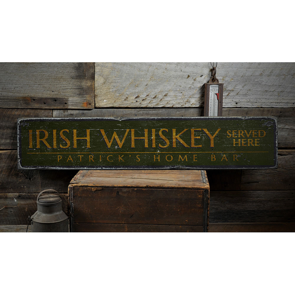 Irish Whiskey Served Here Vintage Wood Sign
