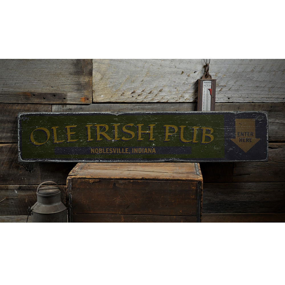 Ole Irish Pub Entrance Vintage Wood Sign