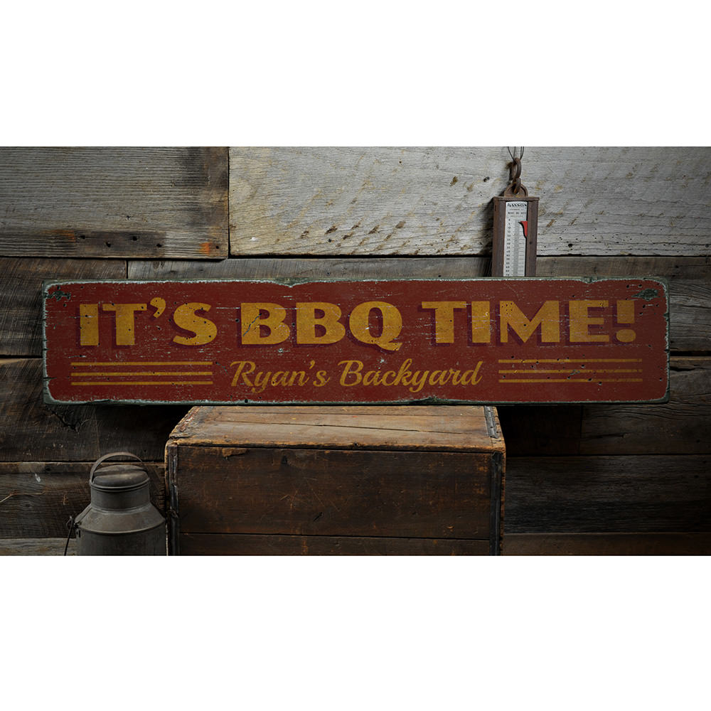 BBQ Time Vintage Wood Sign