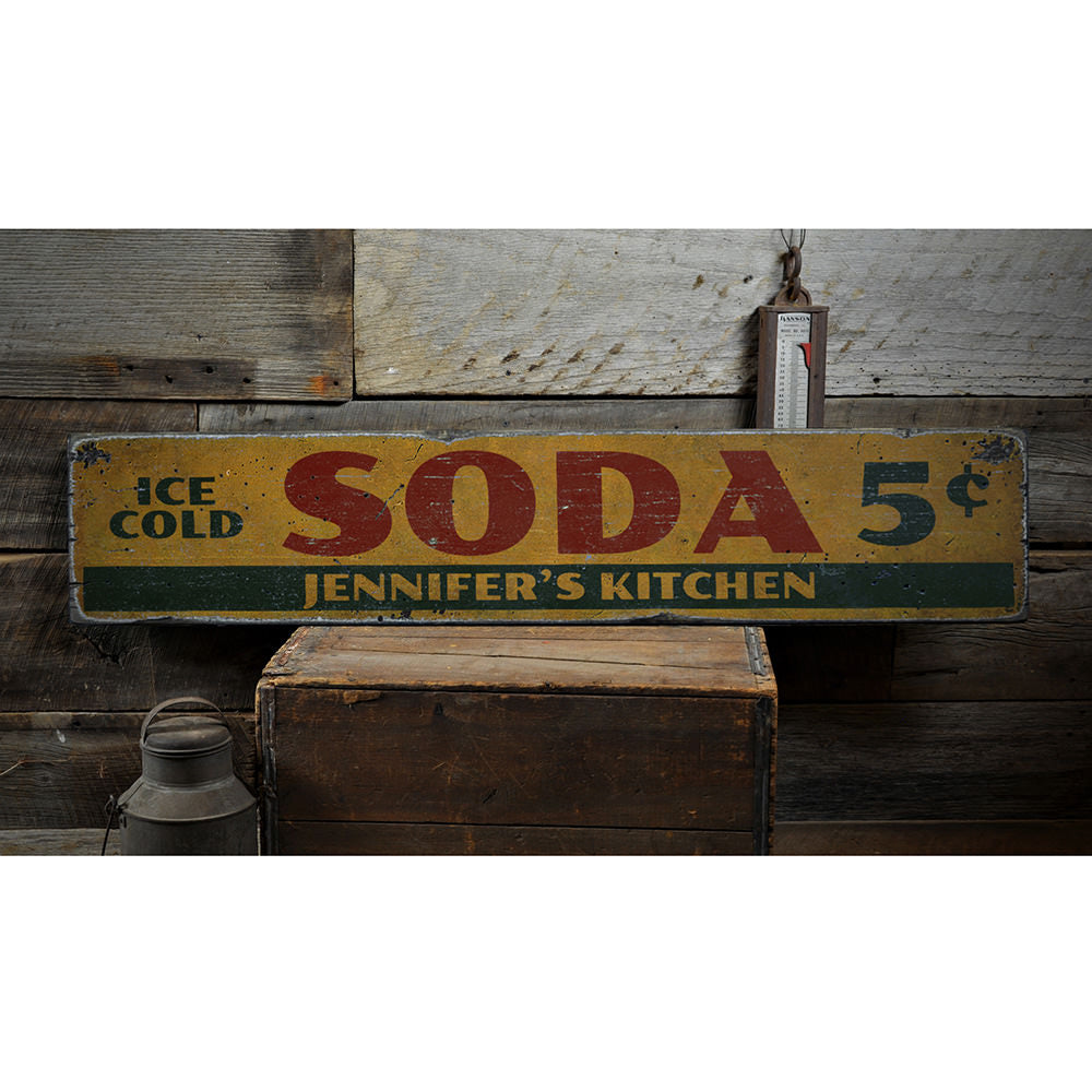 Soda 5 Cents Vintage Wood Sign