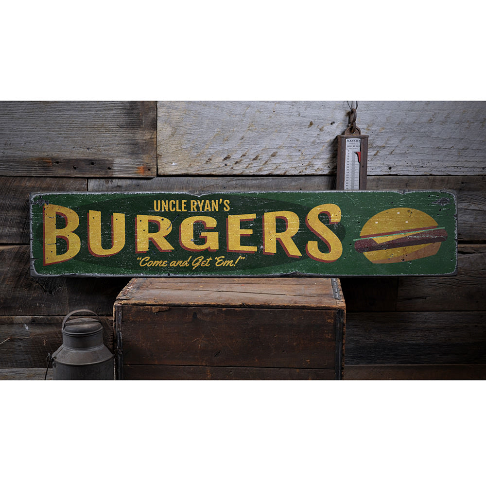 Burgers Vintage Wood Sign