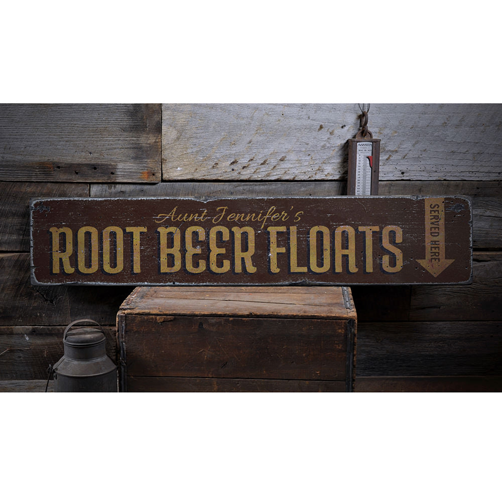 Root Beer Floats Vintage Wood Sign