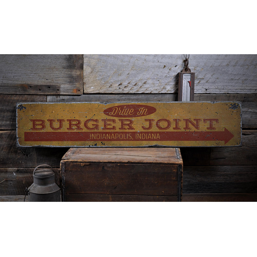 Drive In Burger Joint Vintage Wood Sign