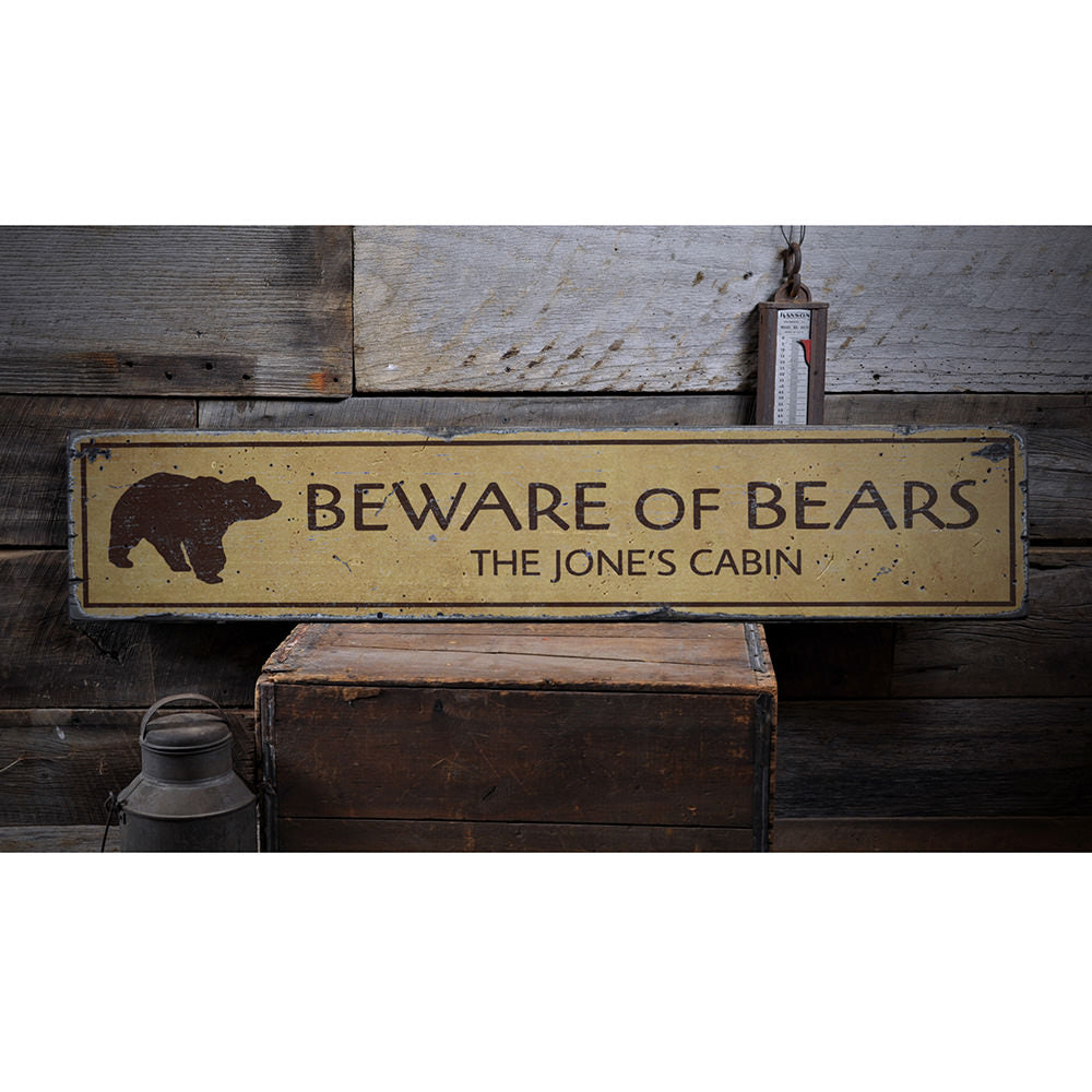 Beware of Bears Vintage Wood Sign