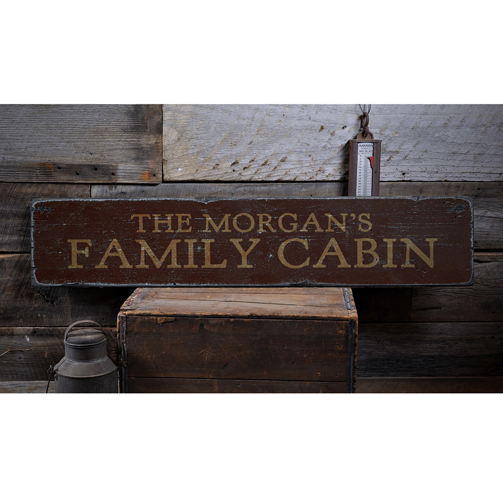 Family Name Cabin Vintage Wood Sign