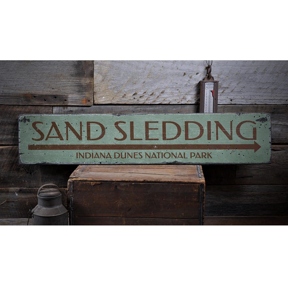Sand Sledding Vintage Wood Sign