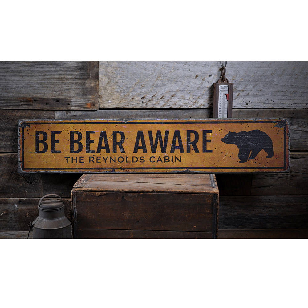 Be Bear Aware Vintage Wood Sign