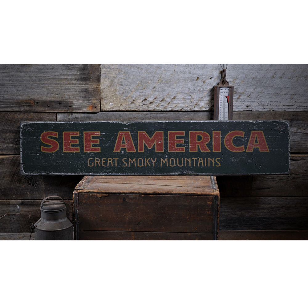 See Amerca Vintage Wood Sign