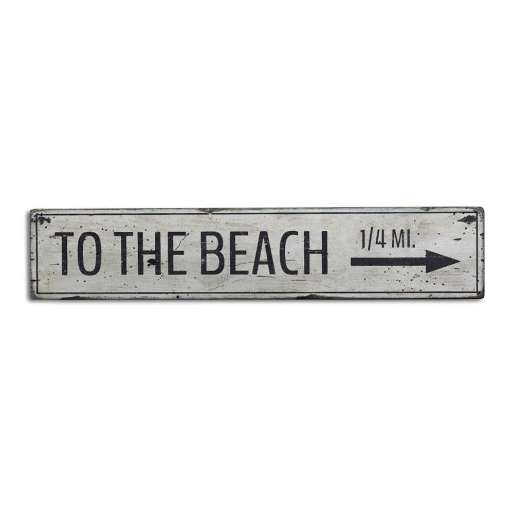 To The Beach Arrow Vintage Wood Sign