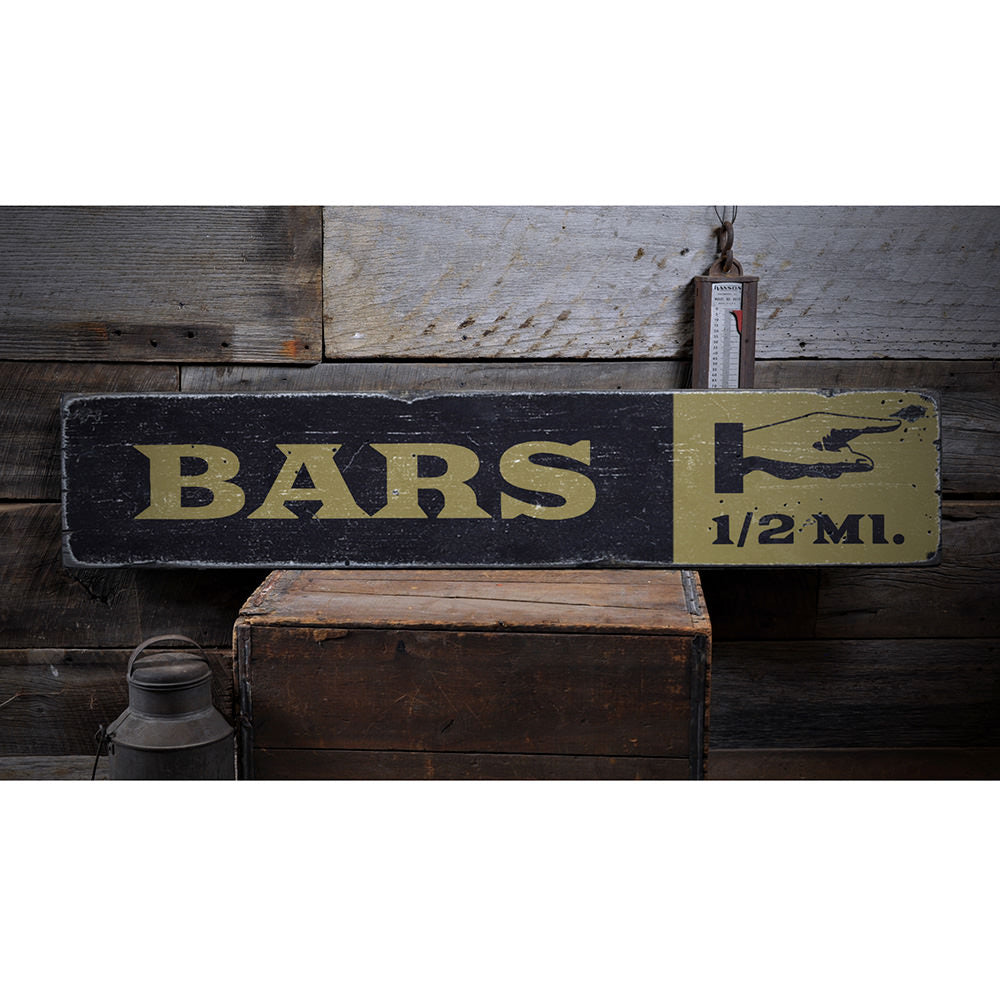 Bar Mileage Vintage Wood Sign