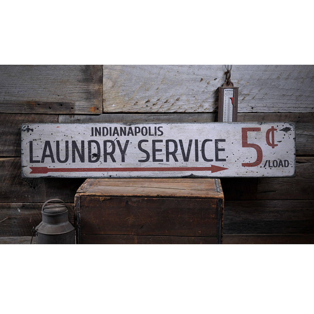 Laundry Service 5 Cents Vintage Wood Sign