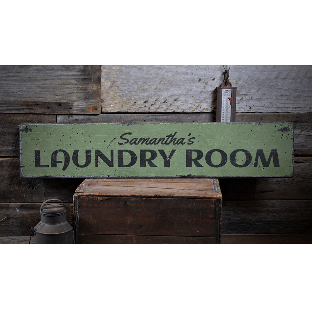 Laundry Room Name Vintage Wood Sign