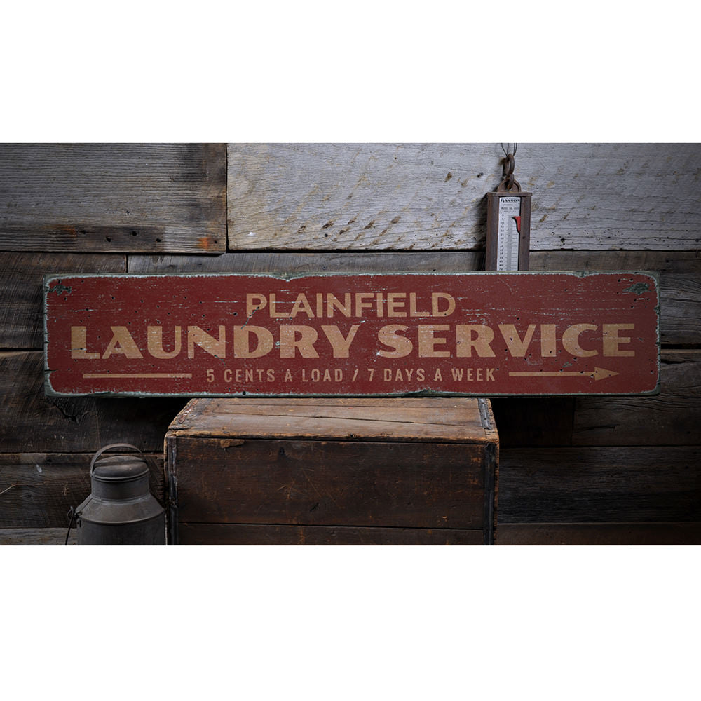 Laundry Service Arrow Vintage Wood Sign
