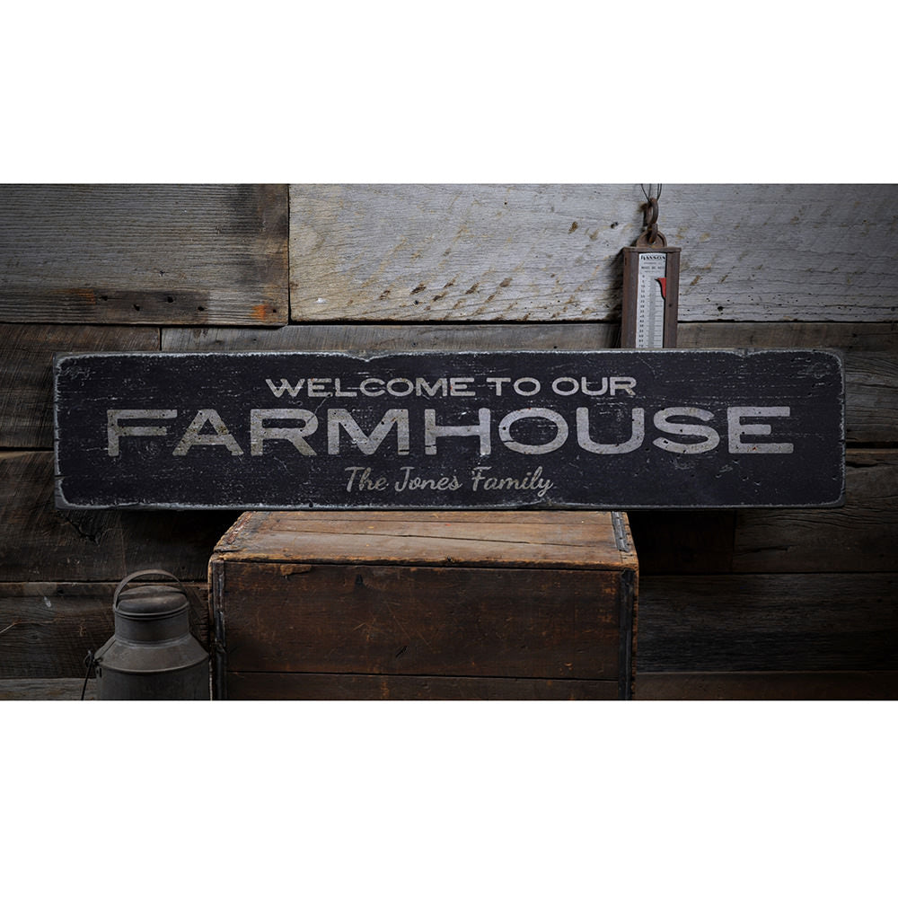 Farmhouse Welcome Vintage Wood Sign