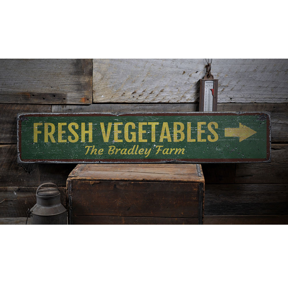 Fresh Vegetables Vintage Wood Sign
