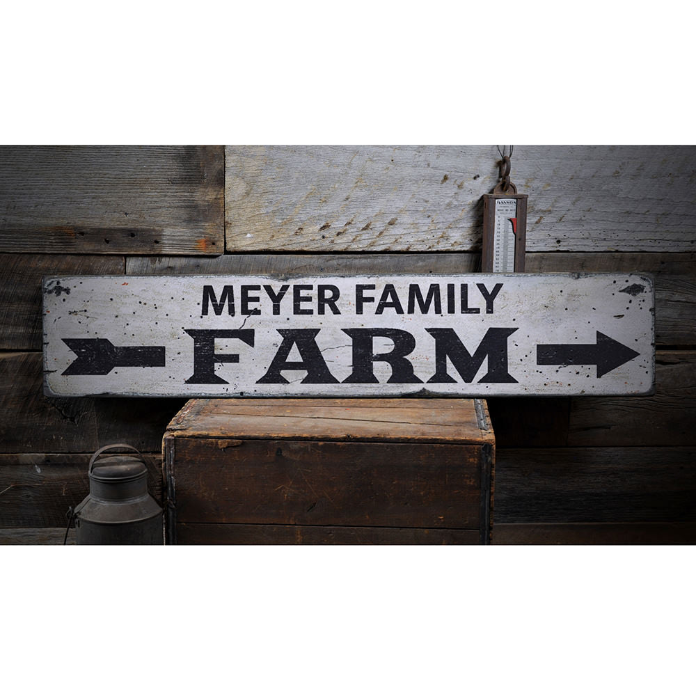 Family Name Farm Arrow Vintage Wood Sign
