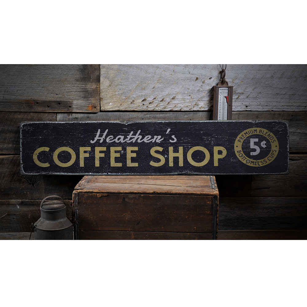 5 Cent Coffee Shop Vintage Wood Sign