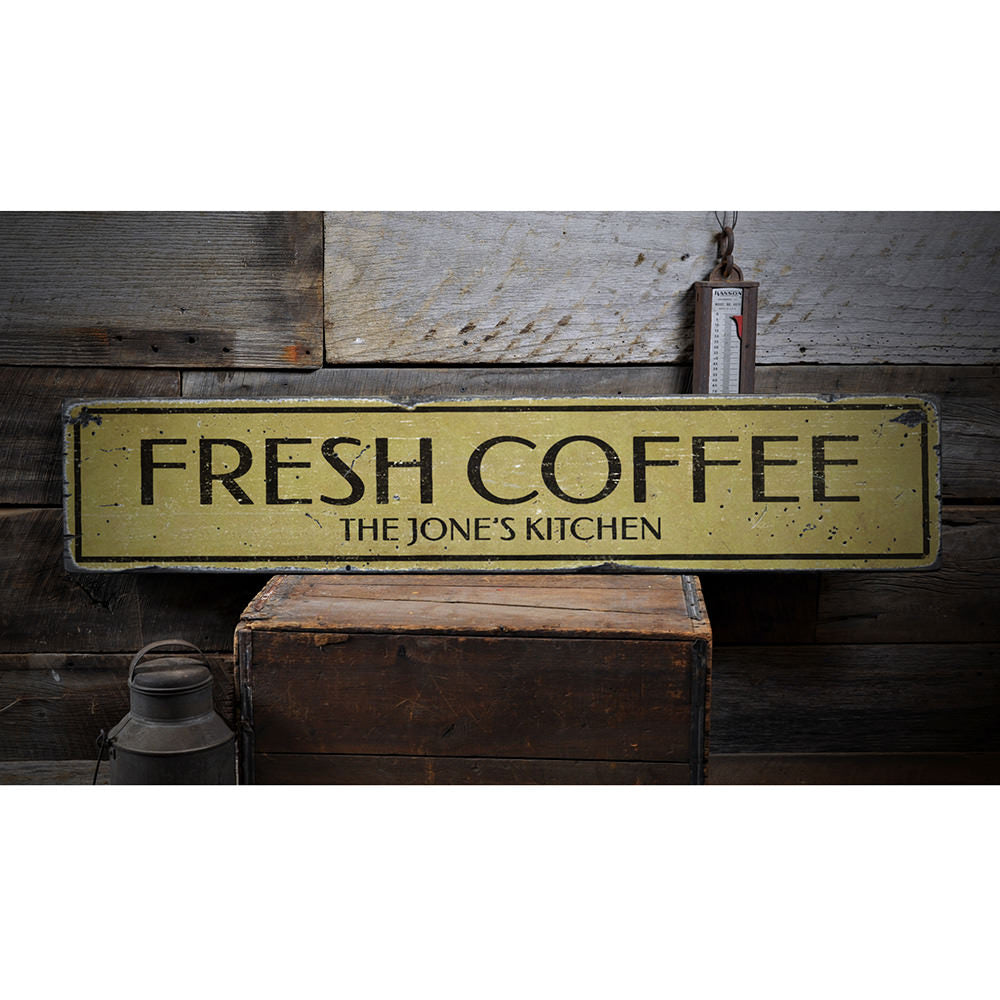 Fresh Coffee Kitchen Vintage Wood Sign