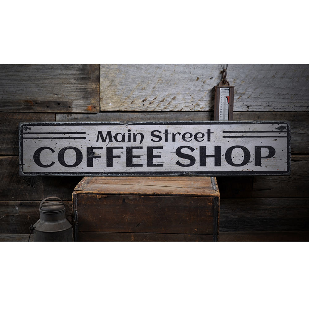 Main Street Coffe Shop Vintage Wood Sign