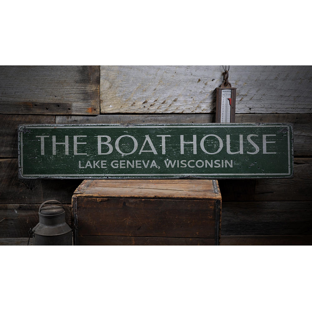 The Boat House Vintage Wood Sign