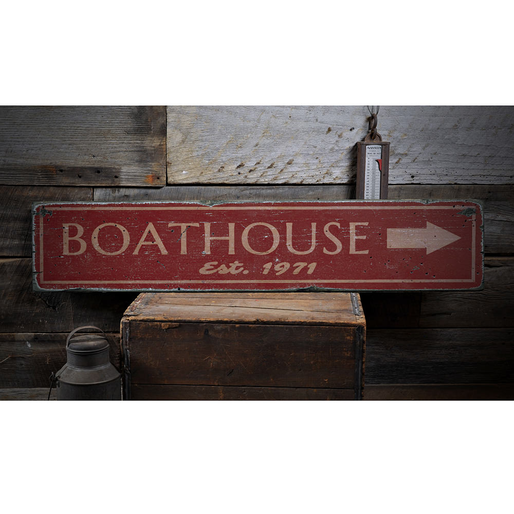 Est Date Boat House Vintage Wood Sign