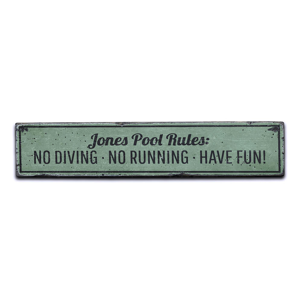 Pool Rules Vintage Wood Sign