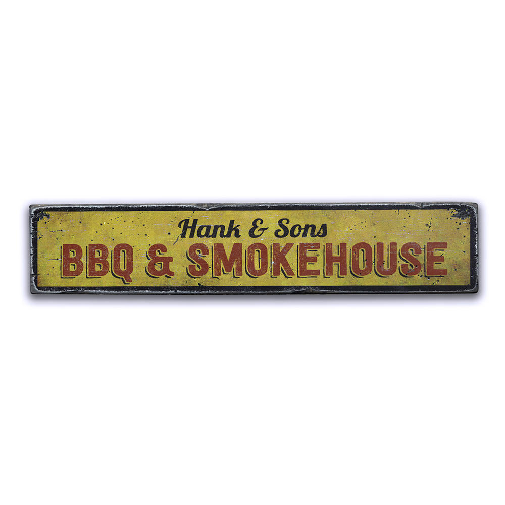 BBQ & Smokehouse Vintage Wood Sign