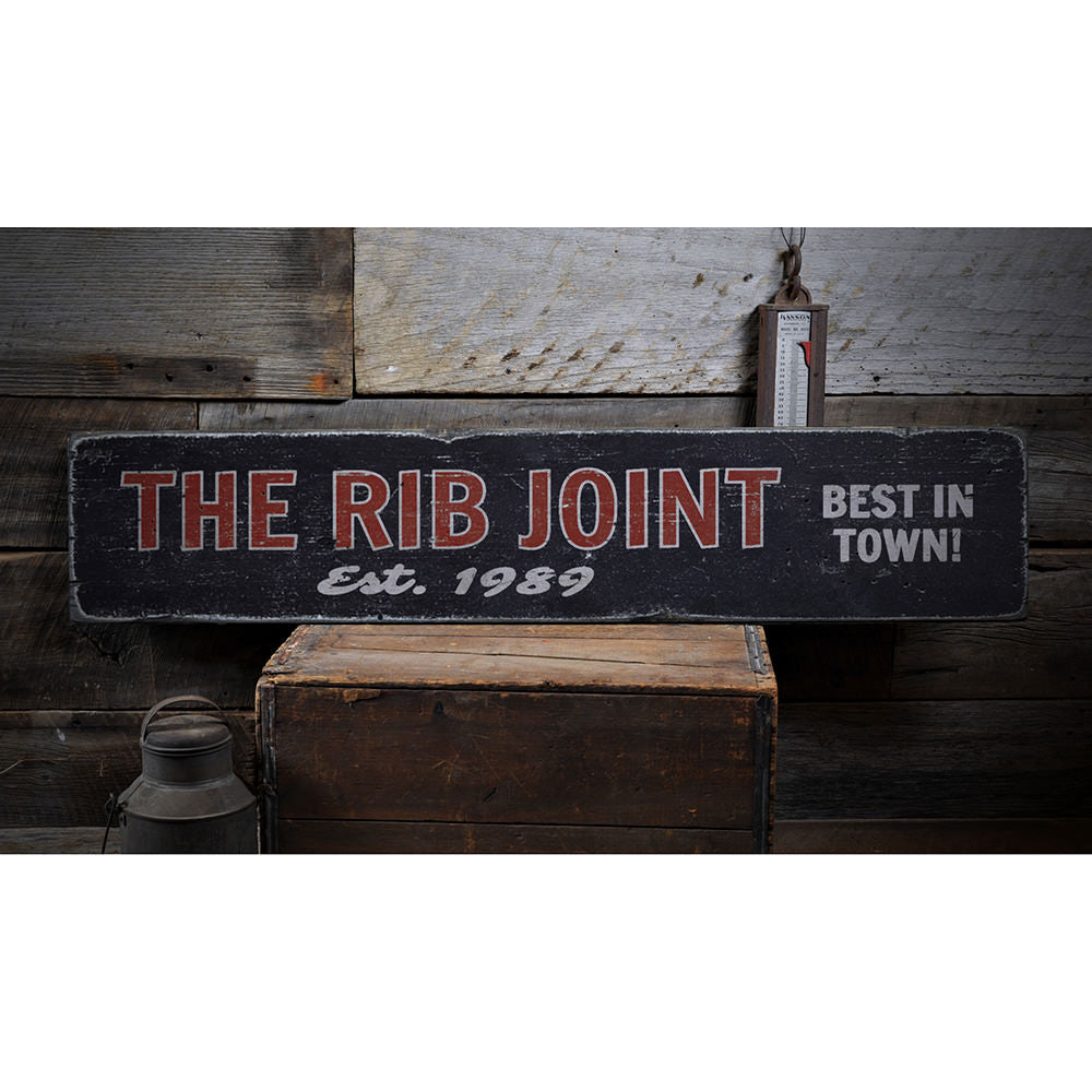 The Rib Joint Vintage Wood Sign