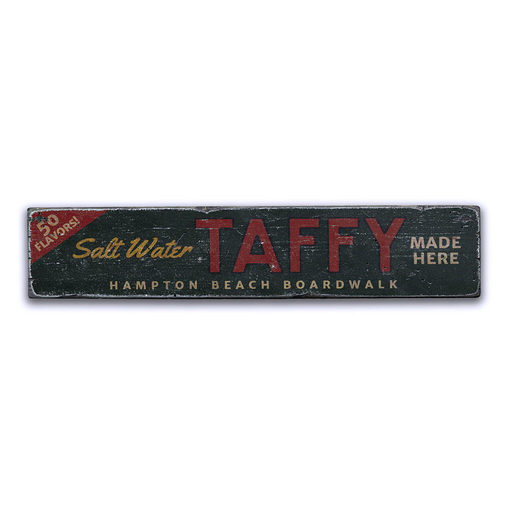 Saltwater Taffy Made Here Vintage Wood Sign