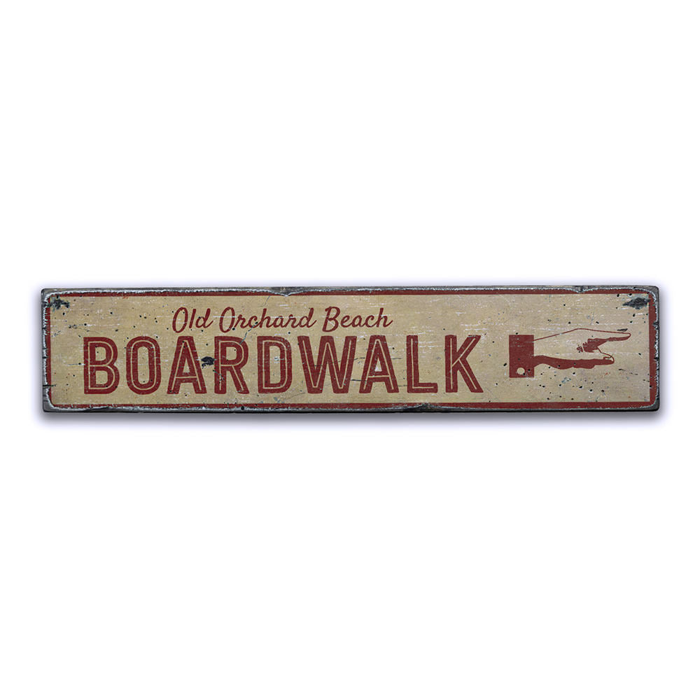 Boardwalk Pointing Hand Vintage Wood Sign