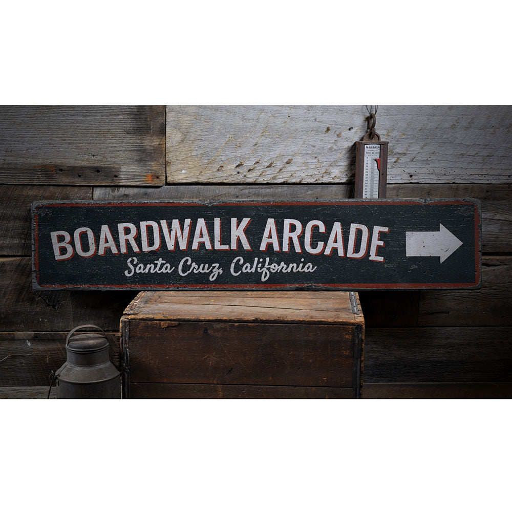 Boardwalk Arcade Vintage Wood Sign