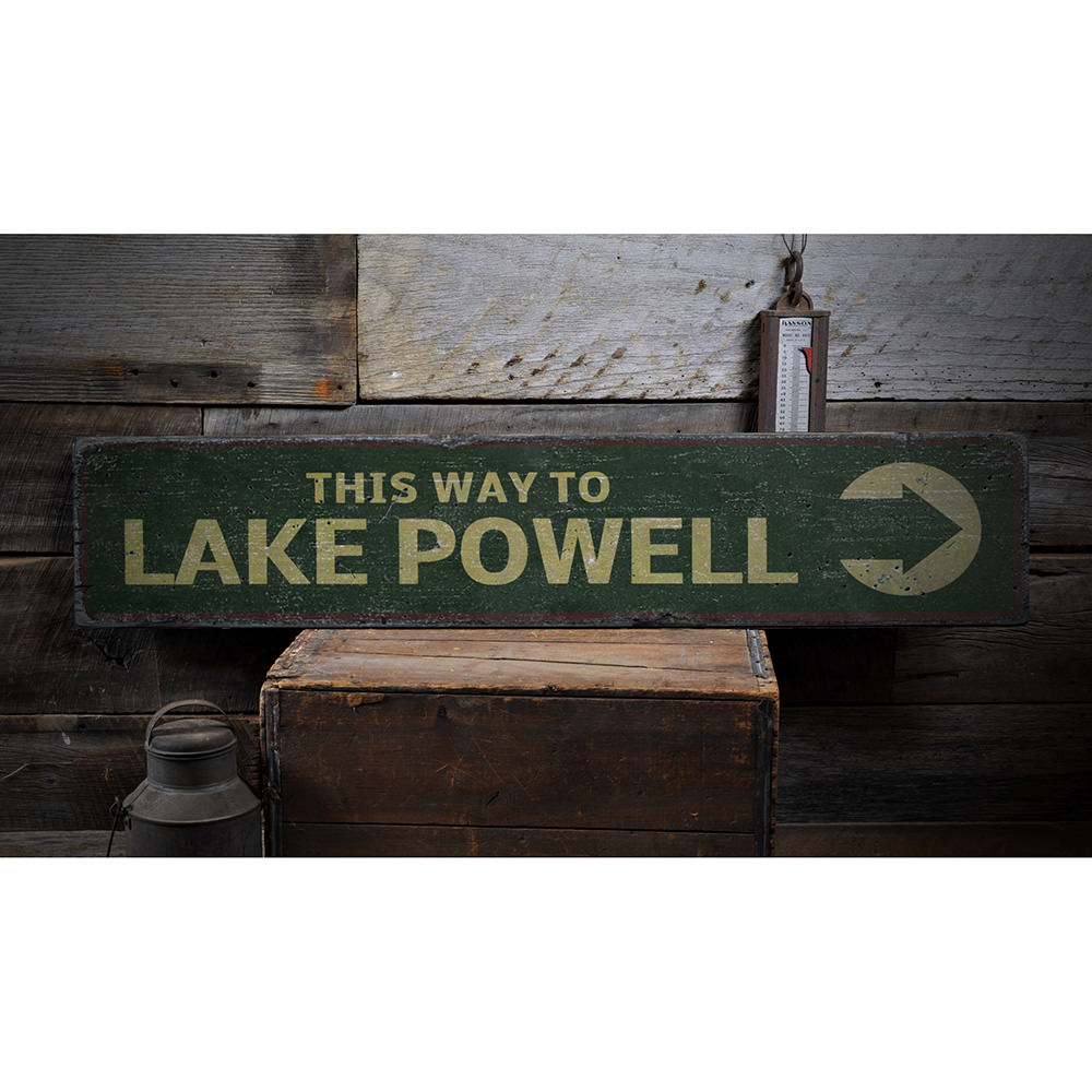 This Way To Lake Vintage Wood Sign