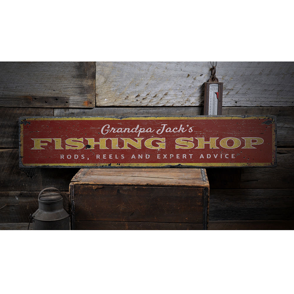 Fishing Shop Vintage Wood Sign