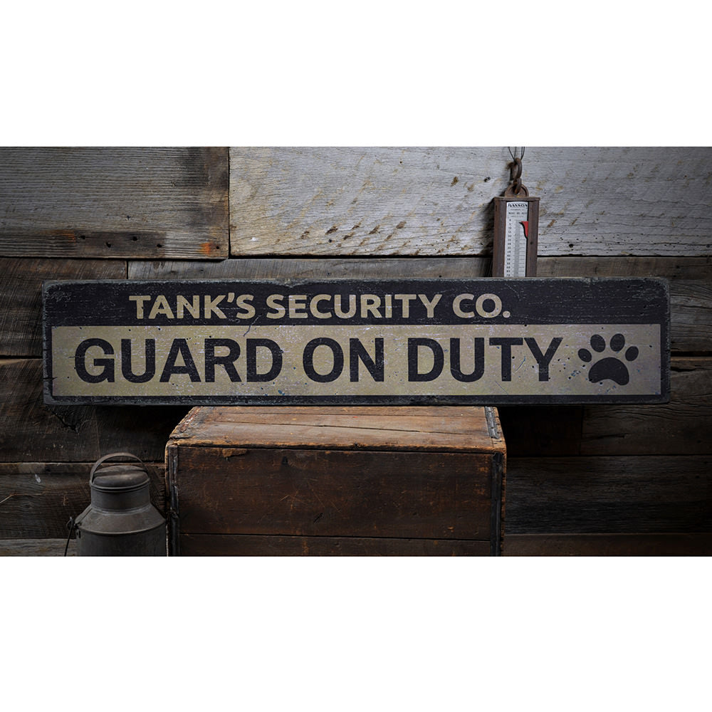 Security Company Pet Vintage Wood Sign