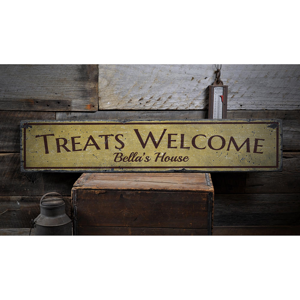 Treats Welcome Vintage Wood Sign