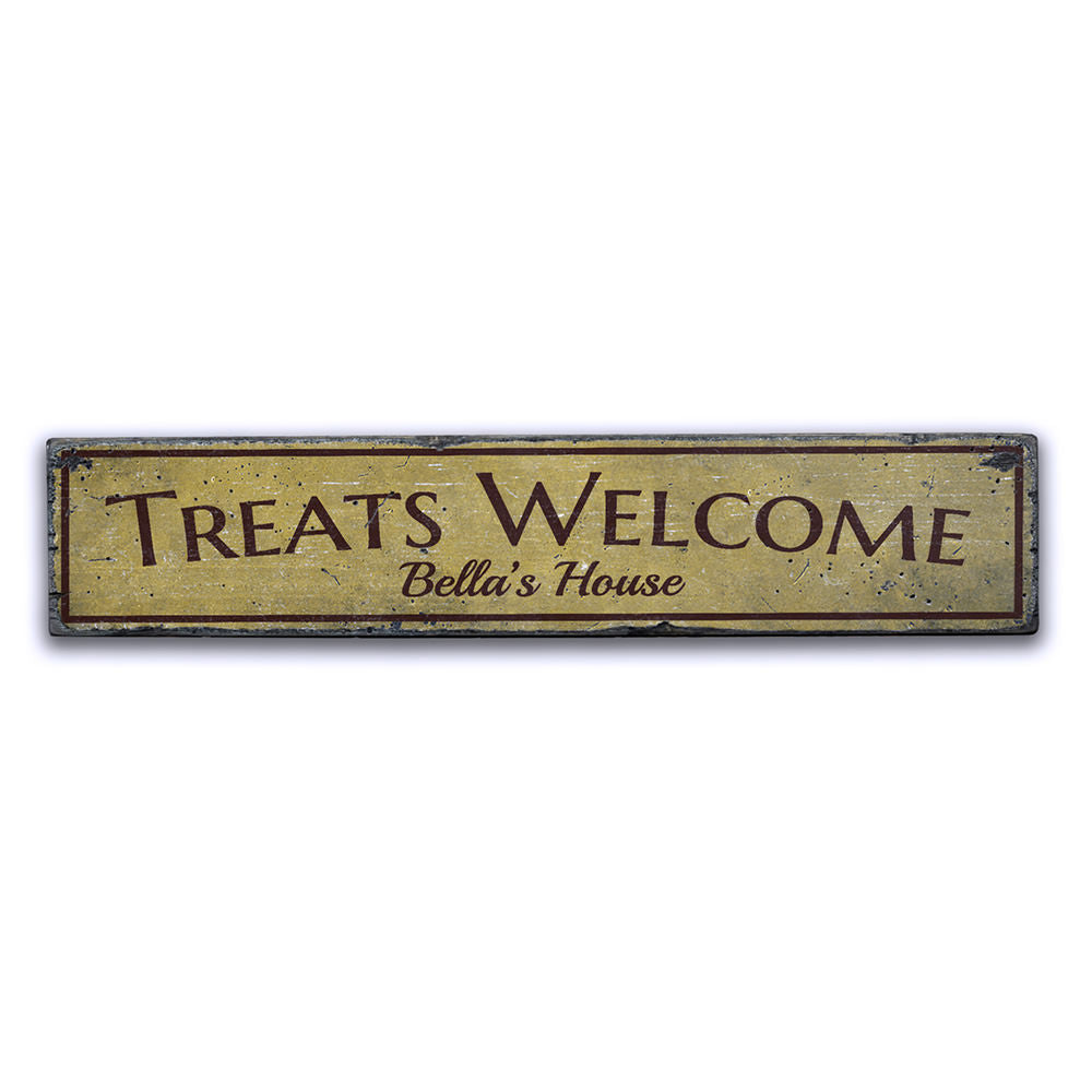 Treats Welcome Vintage Wood Sign