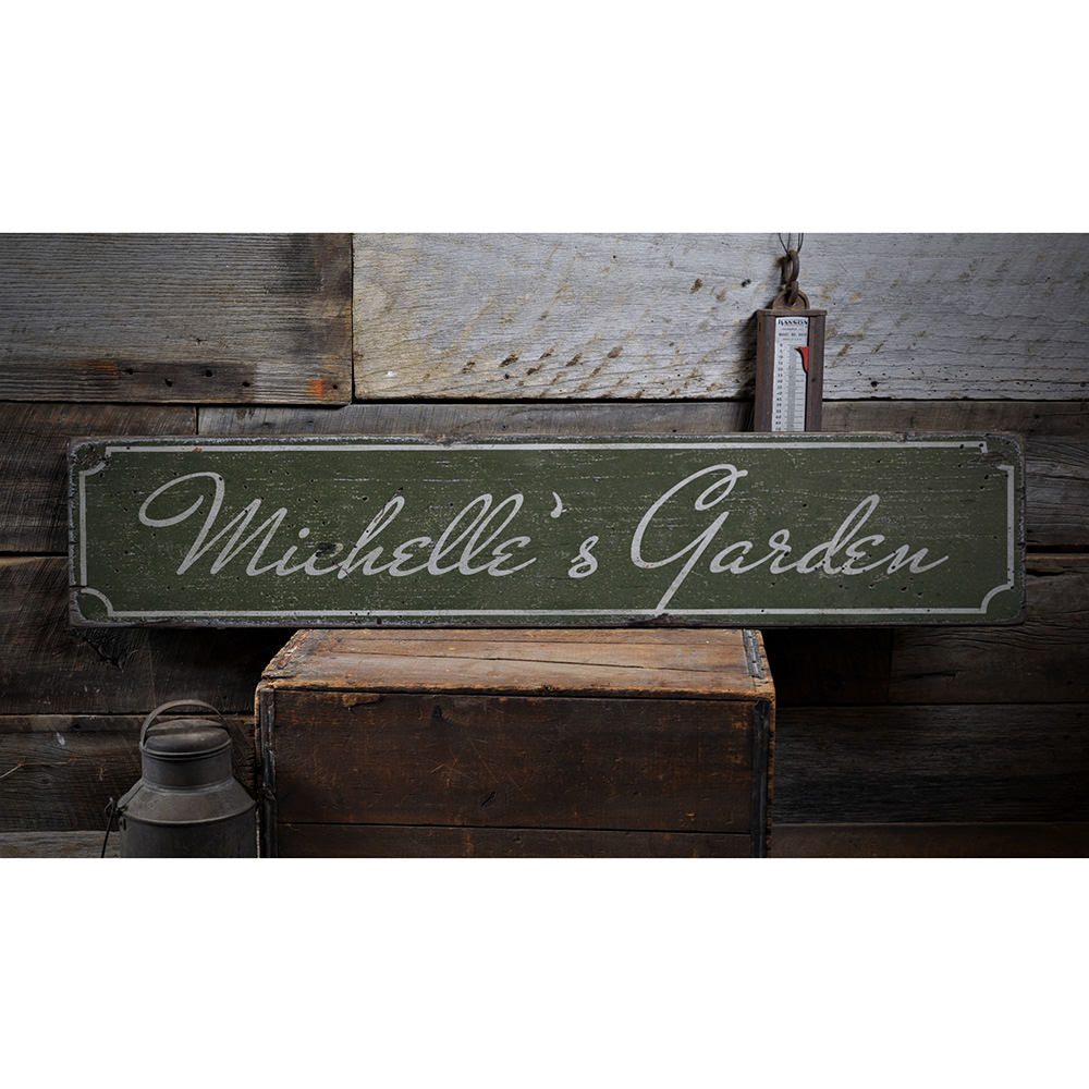 Garden Name Vintage Wood Sign