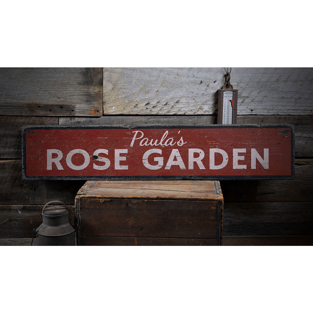 Rose Garden Vintage Wood Sign