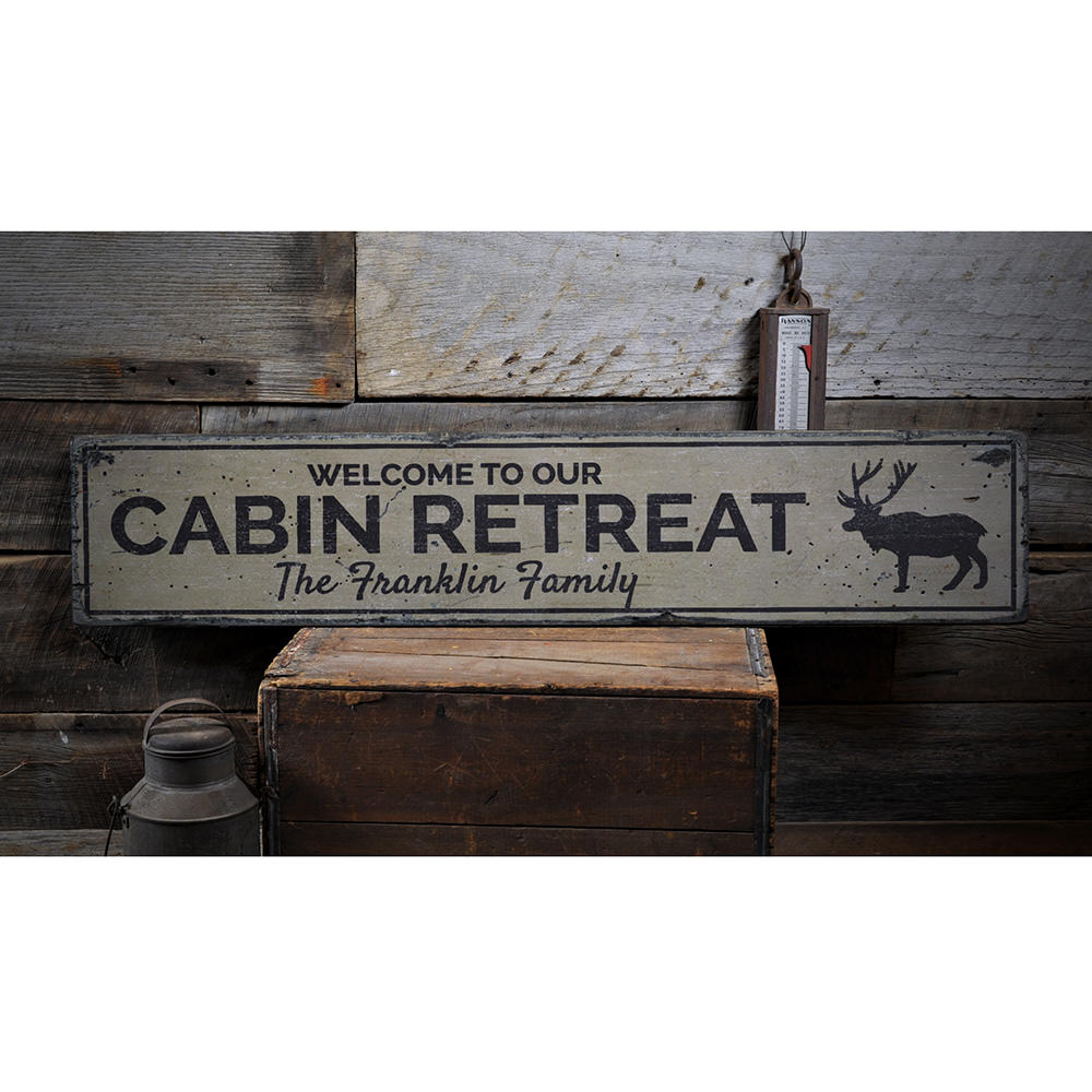 Cabin Retreat Vintage Wood Sign
