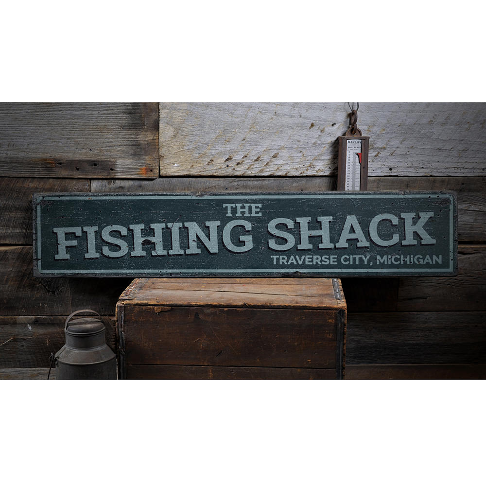 The Fishing Shack Vintage Wood Sign
