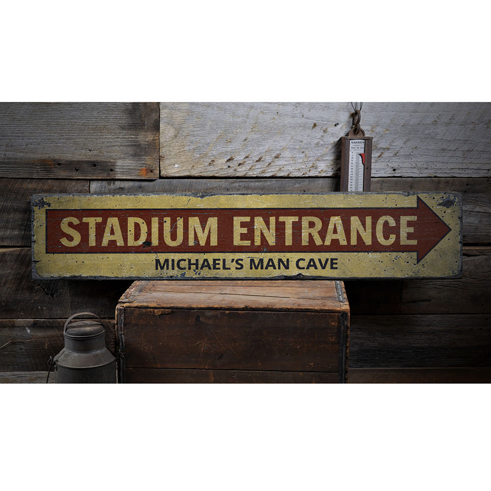 Stadium Entrance Arrow Vintage Wood Sign