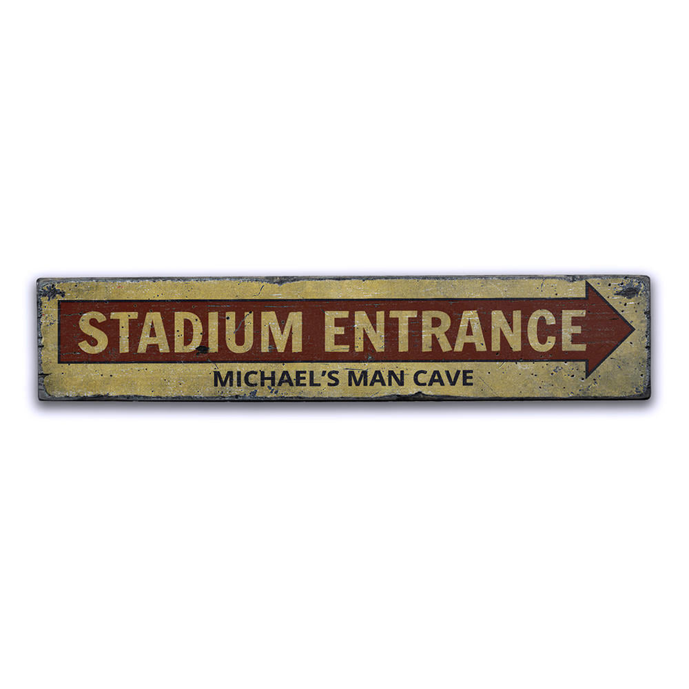Stadium Entrance Arrow Vintage Wood Sign