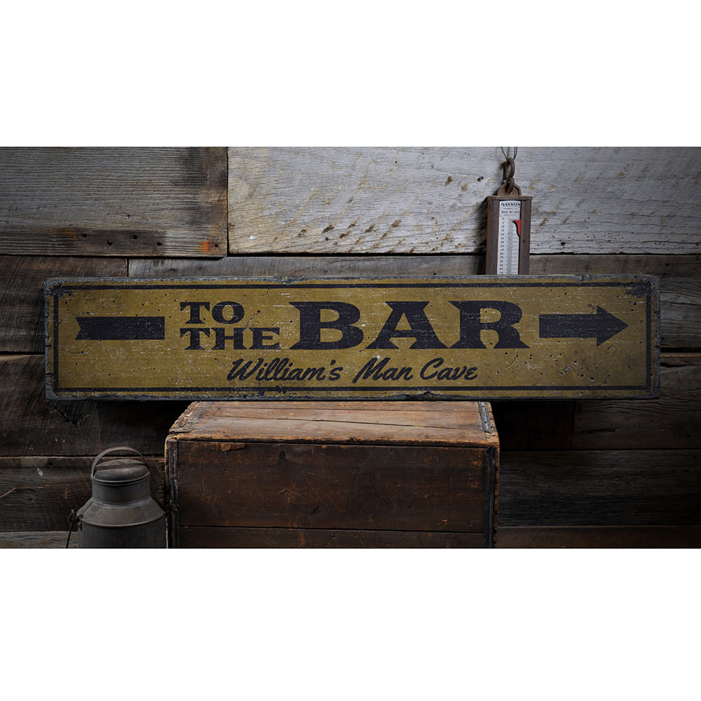 To the Bar Arrow Vintage Wood Sign