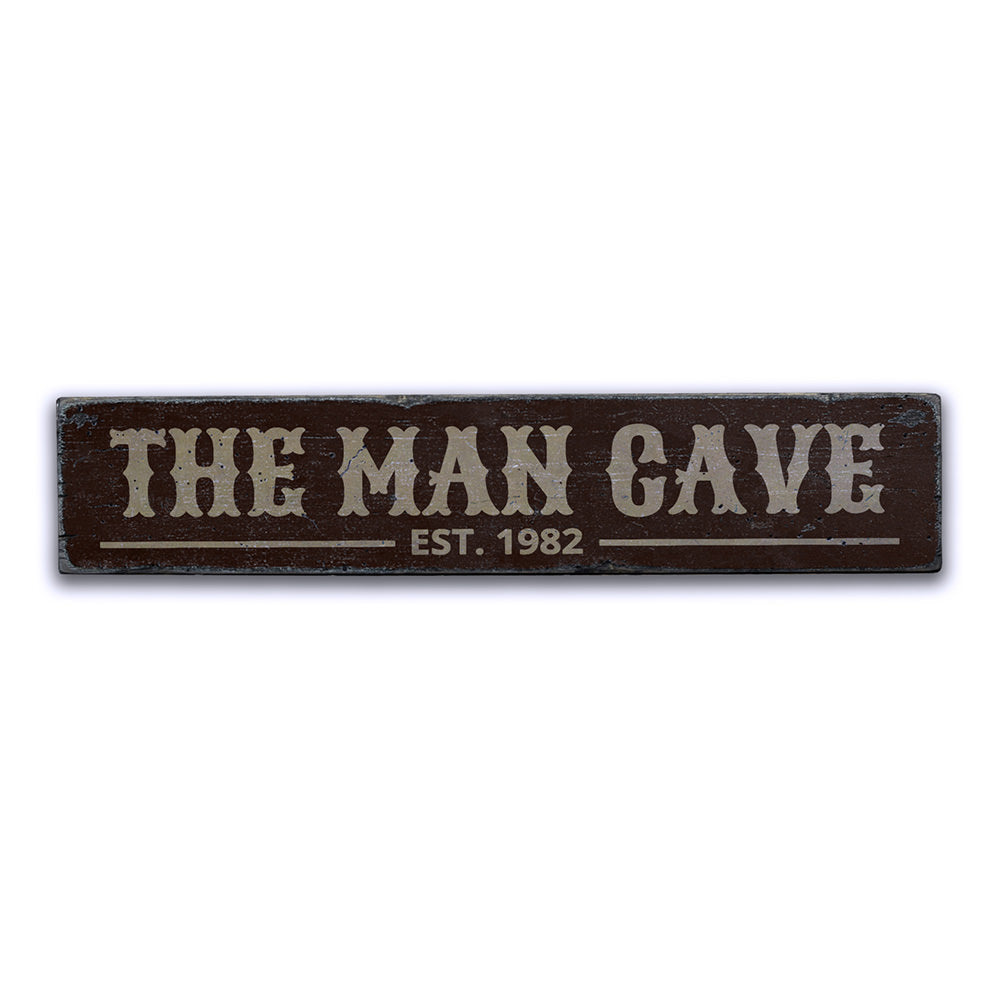 Man Cave Established Date Vintage Wood Sign