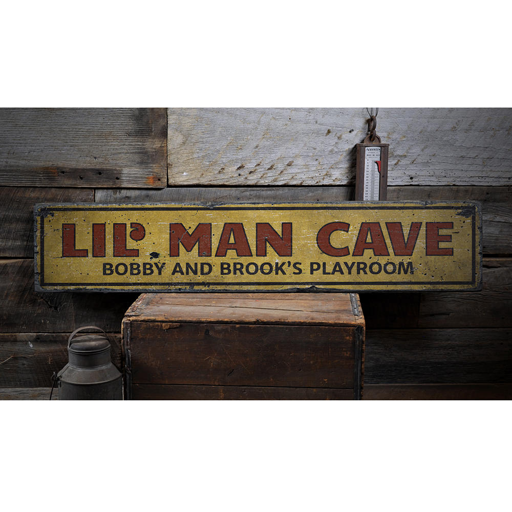 Lil Man Cave Vintage Wood Sign