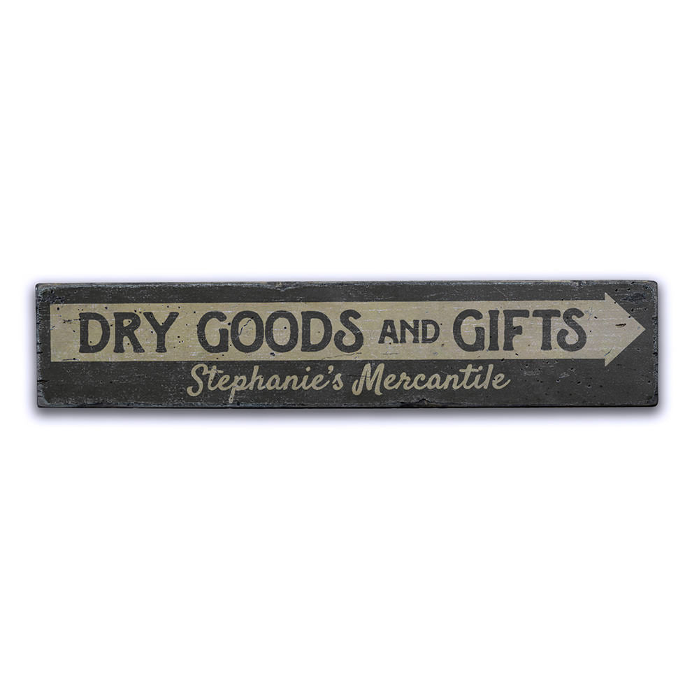 Dry Goods & Gifts Arrow Vintage Wood Sign
