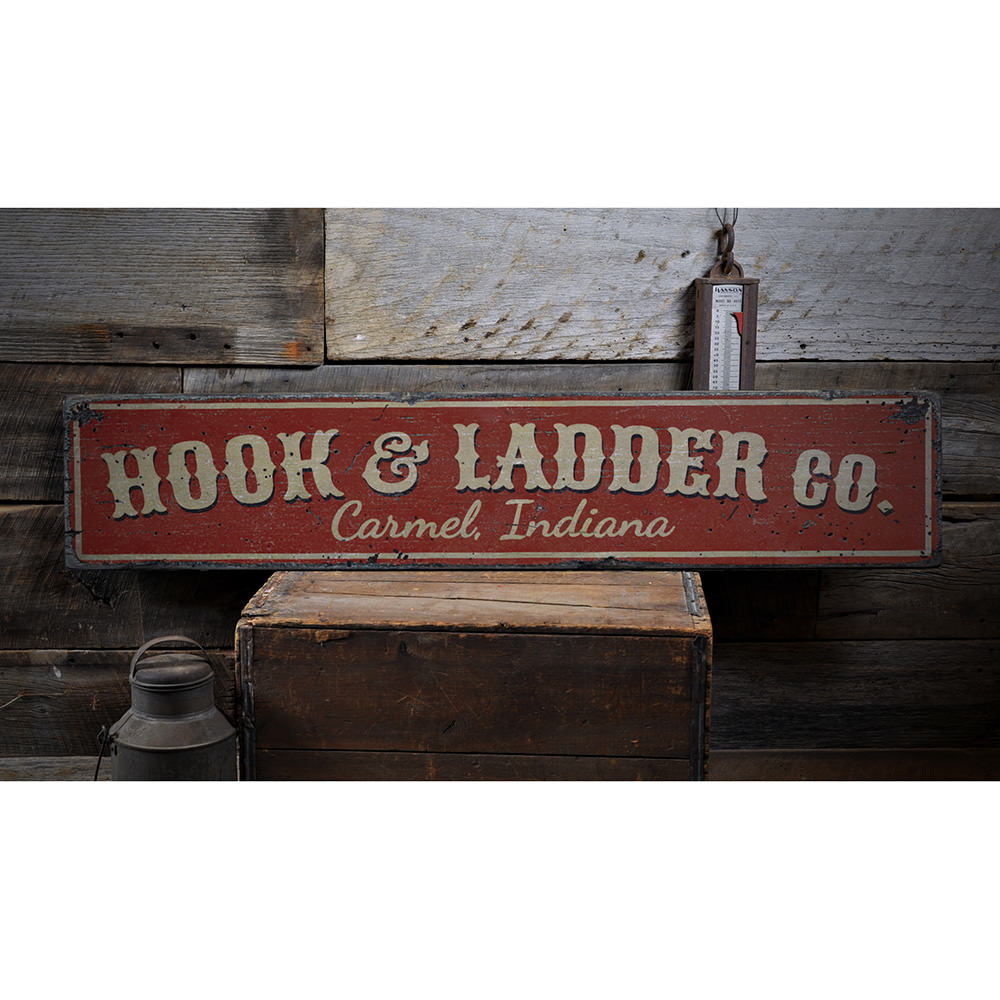 Hook & Ladder Company Vintage Wood Sign
