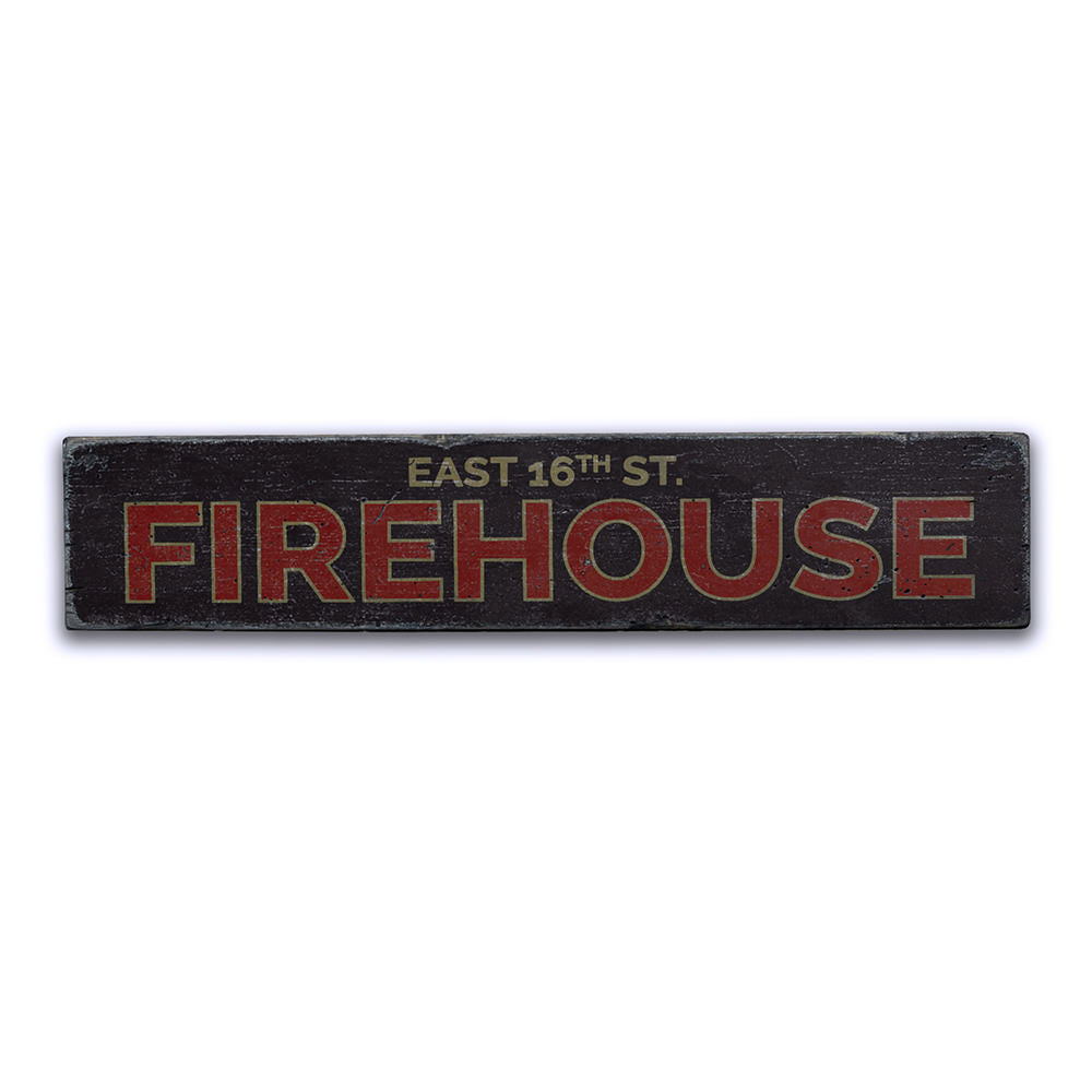 Firehouse Street Name Vintage Wood Sign