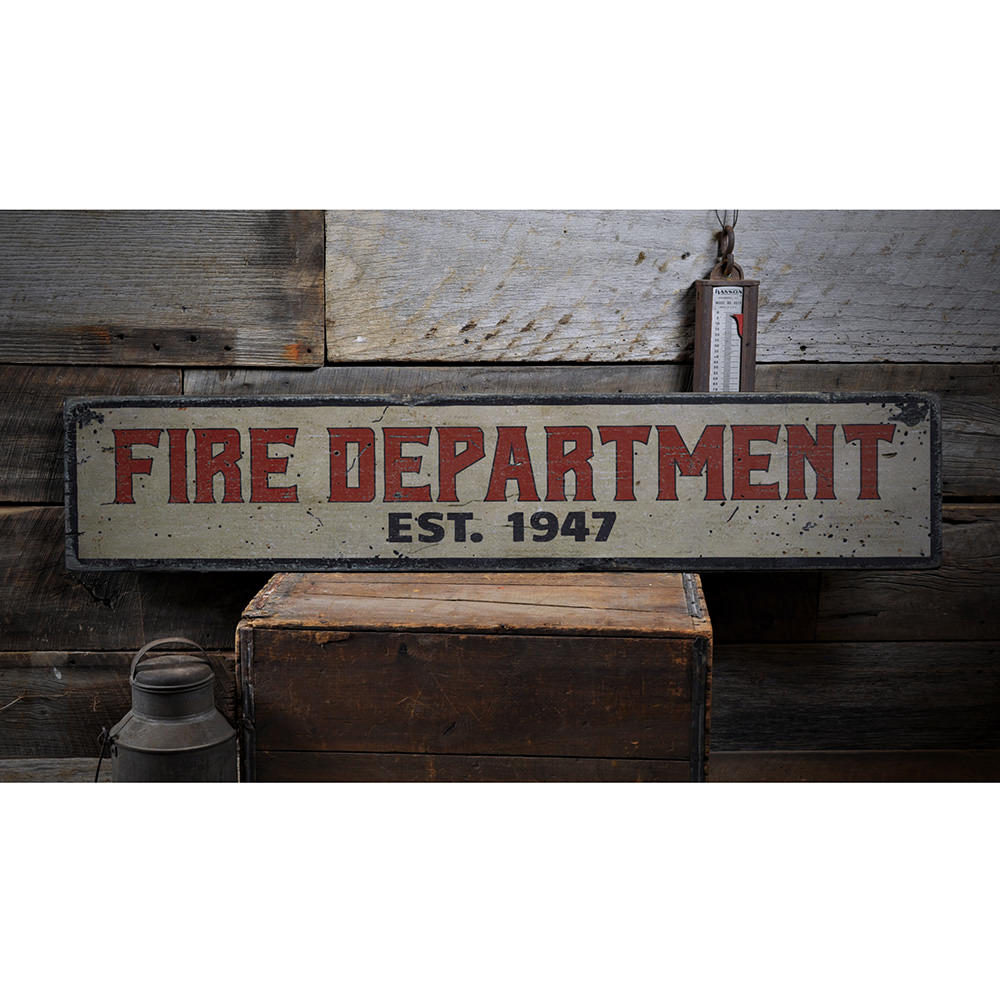 Fire Department Est Date Vintage Wood Sign