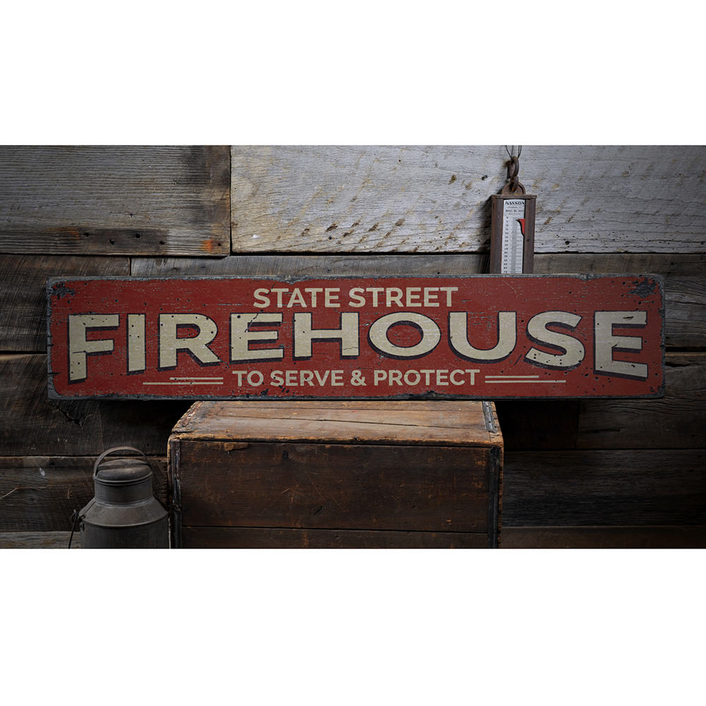 Firehouse Serve and Protect Vintage Wood Sign